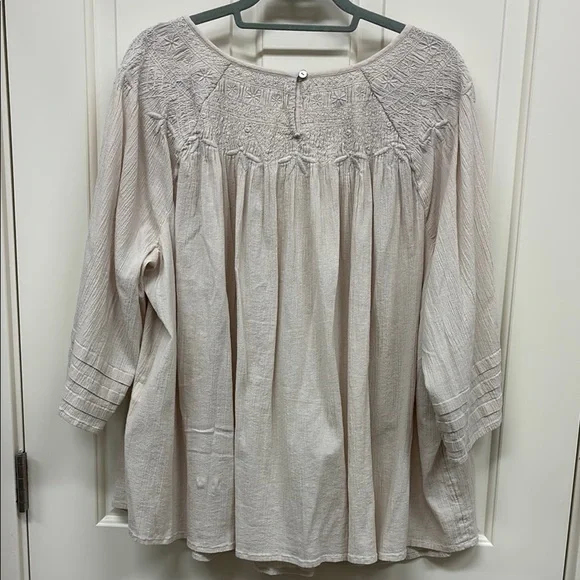 J. Jill Embroidered Cotton Gauze Blouse - Picture 5 of 5